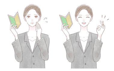 Takım elbiseli, yeni başlayanlar için işaretli kadınlar..