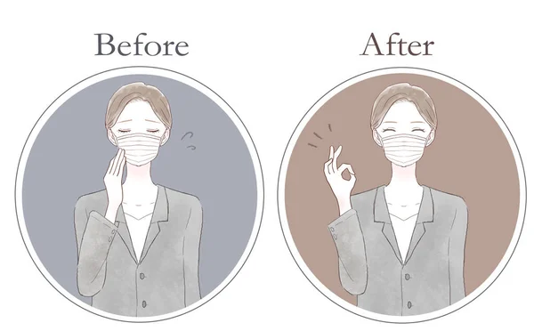 Conjunto Mulheres Ternos Usando Máscaras Não Tecidas Ilustrações De Stock Royalty-Free