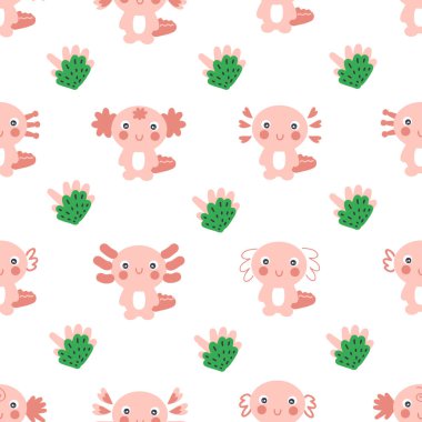 Çizgi film stili aksonlu ve kaktüslü kusursuz desen. Tişört, tekstil ve parmak izleri için mükemmel. Dekor ve tasarım için el çizimi vektör çizimi.