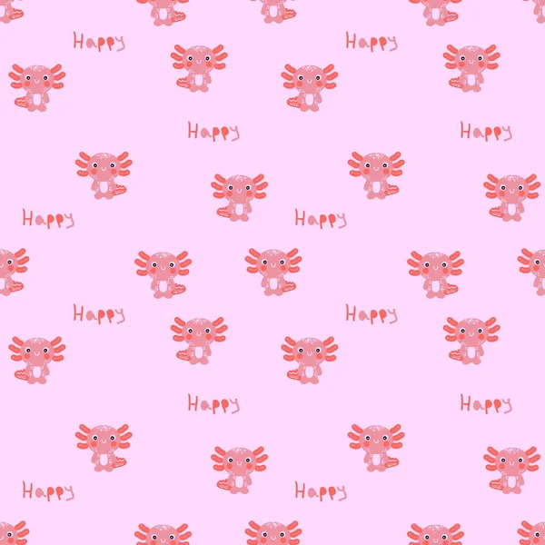 Cartoon Style Seamless Pattern Happy Axolotls Perfect Shirt Textile Prints — Stock Photo, Image