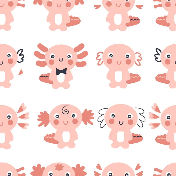 Patrón Sin Costuras Axolotls Dibujado Mano Perfecto Para Camisetas Textiles — Archivo Imágenes Vectoriales
