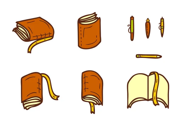 Bücher Doodle Icons Sammlung Isoliert Auf Weißem Hintergrund Wissens Und — Stockvektor