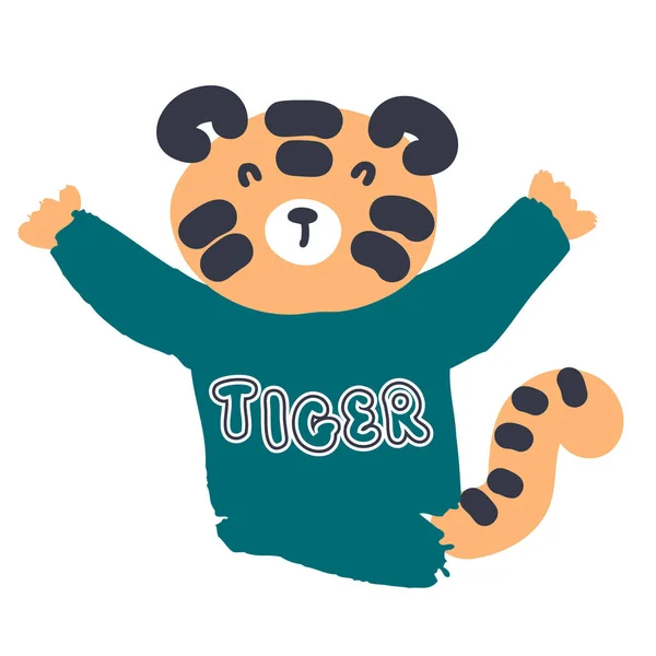 Χειροποίητη Τίγρη Πουλόβερ Την Επιγραφή Tiger Ιδανικό Για Shirt Αφίσα — Διανυσματικό Αρχείο