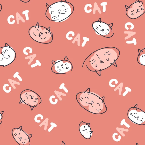 Bezproblémový Vzor Kočičích Tváří Text Kocour Perfektní Pro Tričko Textil — Stockový vektor