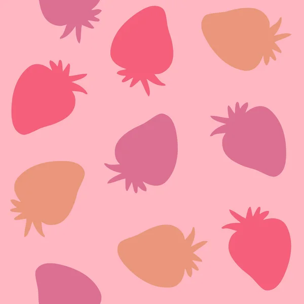 Fresas Dibujadas Mano Silueta Patrón Sin Costuras Perfecto Para Camisetas — Vector de stock