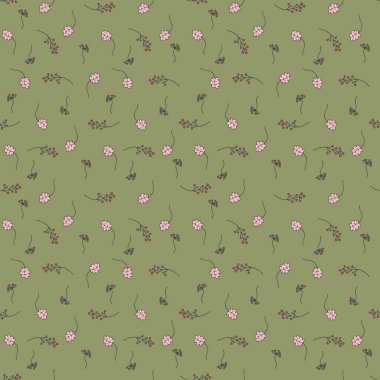 Hand drawn seamless pattern with berries and leaves. Perfect for T-shirt, textile and print. Doodle illustration for decor and design.