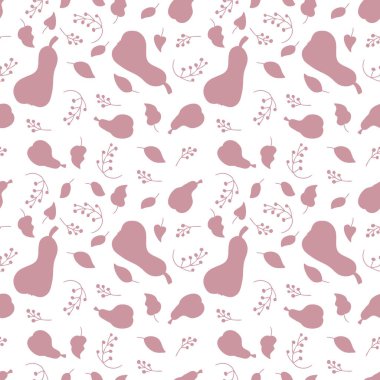 Armut, yaprak ve böğürtlen siluetinin kusursuz deseni. Tişört, tekstil ve parmak izi için mükemmel. Dekor ve tasarım için karalama çizimi.