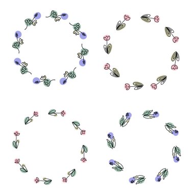 Tek sıra çizilmiş lale çiçekleri koleksiyonu. Kartpostal, parti davetiyesi, etiket ve baskı için mükemmel. Dekor ve tasarım için el çizimi vektör çizimi.