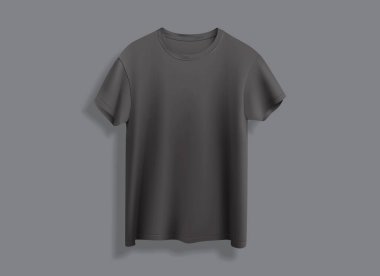Gri arkaplan ön görünüm vektörü üzerinde izole edilmiş siyah t-shirt