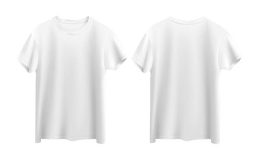 Beyaz arka plan ve ön plan görünümünde izole edilmiş beyaz t-shirt 