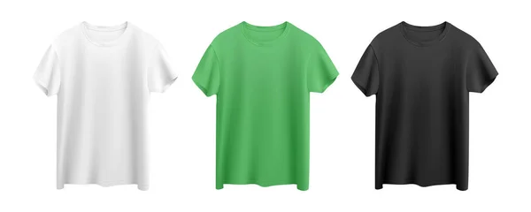 Shirt Branca Verde Preta Isolada Vista Frontal Fundo Branco — Vetor de Stock