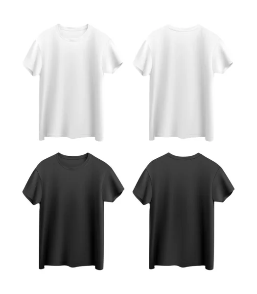 Camisetas Brancas Pretas Isoladas Sobre Fundo Branco — Vetor de Stock