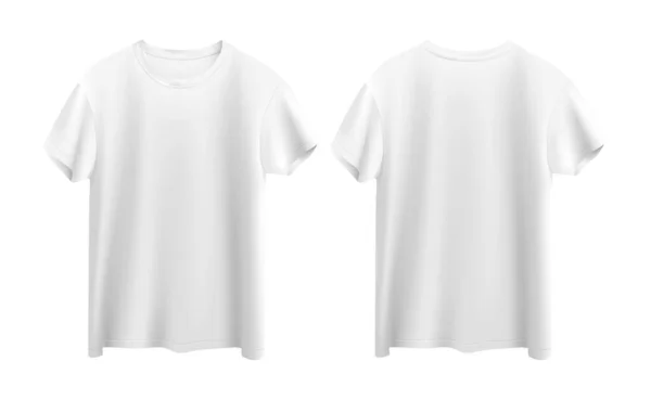 Shirt Branca Isolada Fundo Branco Vista Frontal Traseira — Vetor de Stock