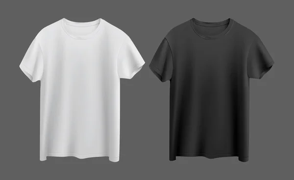 Gri Arkaplan Görünümünde Izole Edilmiş Beyaz Siyah Shirt Telifsiz Stok Vektörler