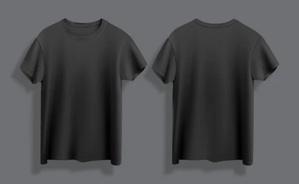 Camiseta Negra Aislada Sobre Fondo Oscuro Vista Frontal Trasera Vector De Stock