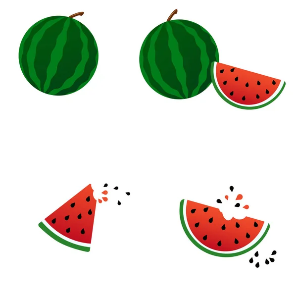 Ein Satz Wassermelonen Vektorillustration Folge — Stockvektor