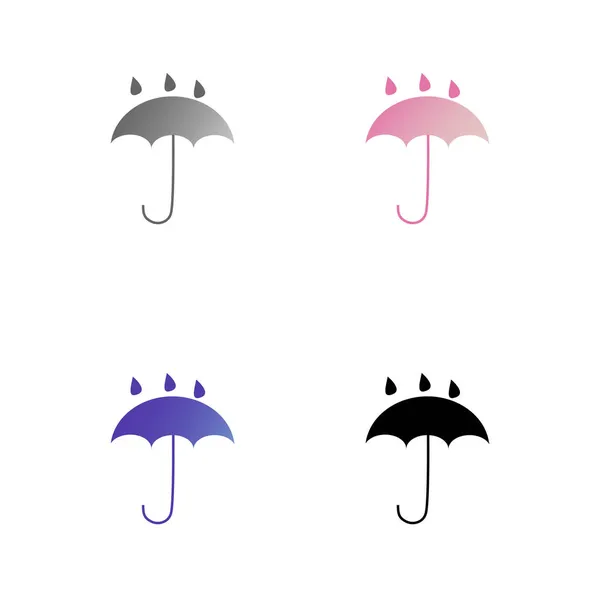 Conjunto Paraguas Colores Vector — Vector de stock