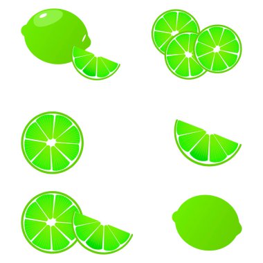 Vektör içinde bir kireç simgeleri kümesi   