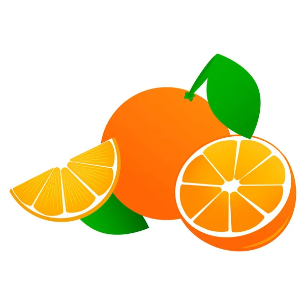 Naranja Con Hojas Vector — Vector de stock