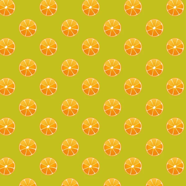 淡绿色背景桔子的无缝图案 — 图库矢量图片