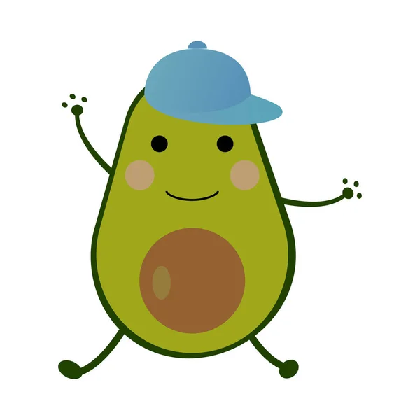 Happy Avocado Blue Cap Vector Illustration Eps — Stock Vector