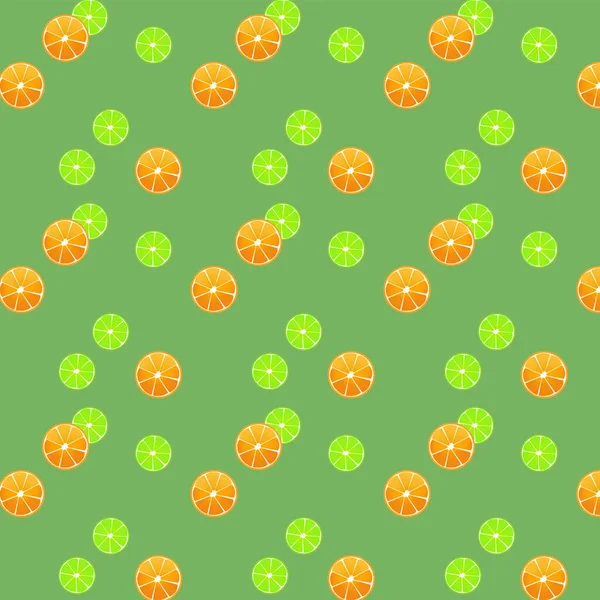 Бесшовный Рисунок Лаймами Апельсинами Зеленом Фоне — стоковый вектор