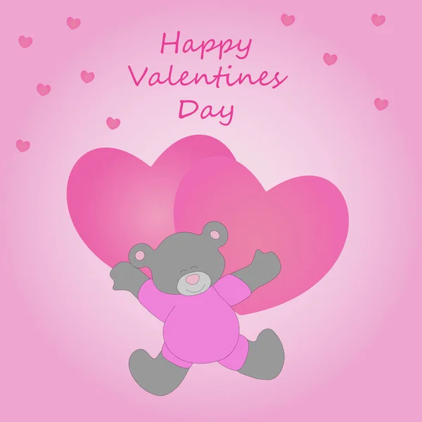 Valentines Day Card Teddy Bear Vector Illustration Eps — Stock Vector