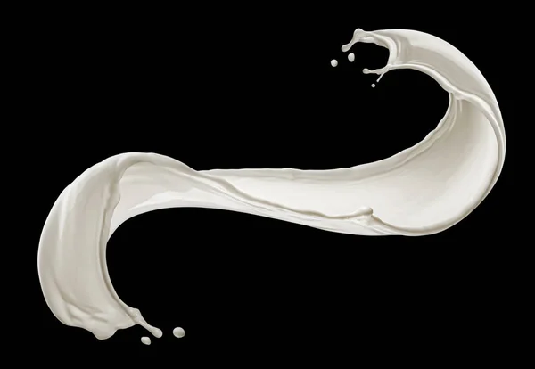 Salpicadura de leche aislada sobre fondo negro —  Fotos de Stock