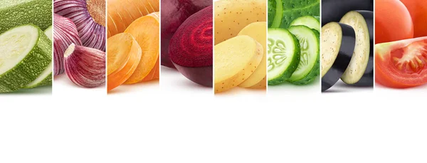 Kollage av färska grönsaker, hälsosamt matmönster — Stockfoto