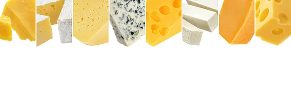 Colagem de queijo com espaço de cópia para texto — Fotografia de Stock