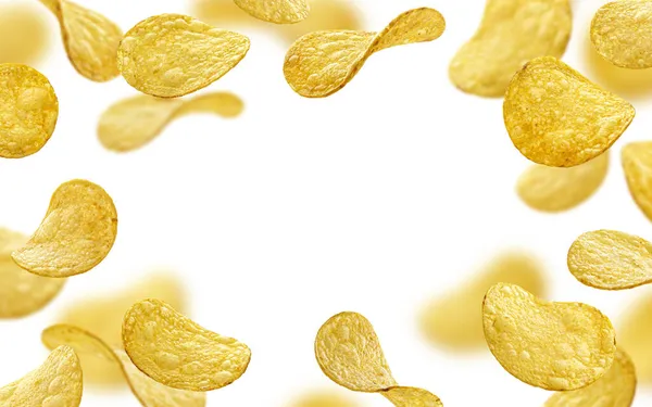 Frame of potato chips with copy space — Stock Photo, Image