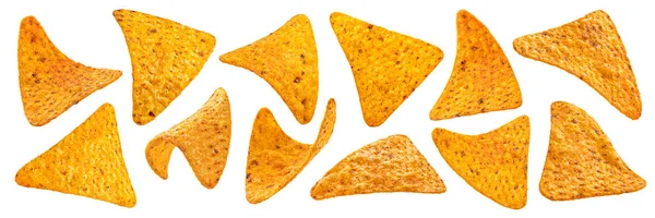 Majschips, varm mexikanska nachos isolerad på vit bakgrund — Stockfoto