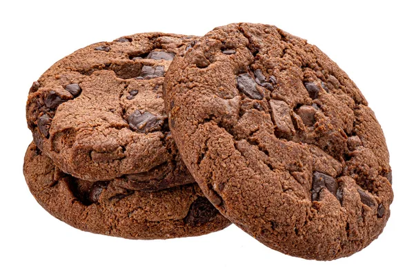 Biscuits au chocolat isolés sur fond blanc, pleine profondeur de champ — Photo