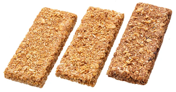 Barre di granola di cereali isolate su sfondo bianco — Foto Stock