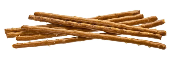 Stack of salted pretzel sticks isolated on white background — Stock Photo, Image