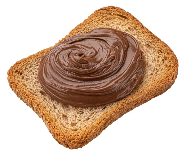 Pão rusk com creme de chocolate isolado no fundo branco — Fotografia de Stock