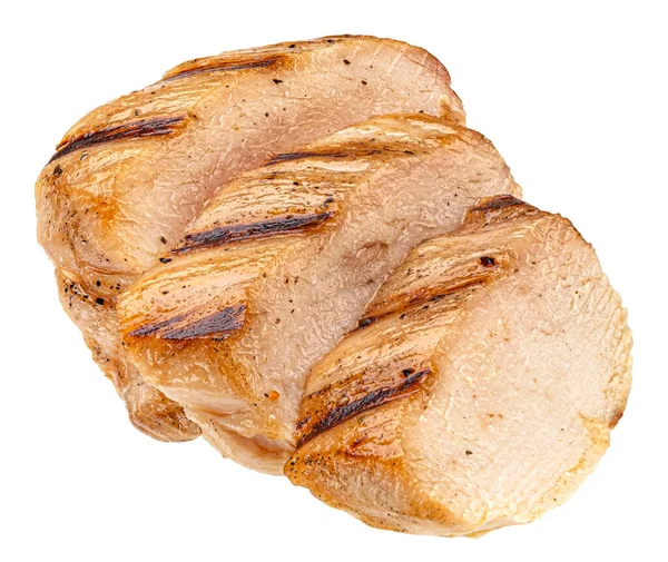 Grillezett csirkemell szeletek izolált fehér — Stock Fotó