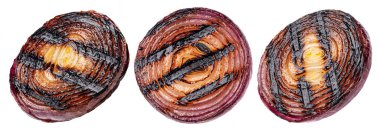 Izgara kırmızı soğan beyaz arkaplanda izole