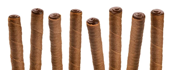 Chocolate waffle sticks isolado no fundo branco — Fotografia de Stock