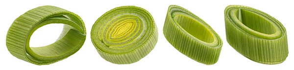 Нарезанный лук-порей, нарезанный зеленый лук изолирован, полная глубина резьбы — стоковое фото