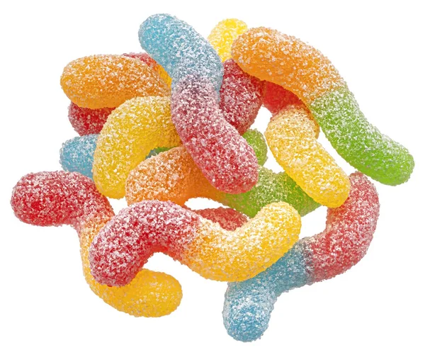 Sour gummy worms isolated on white background — Stock Photo, Image