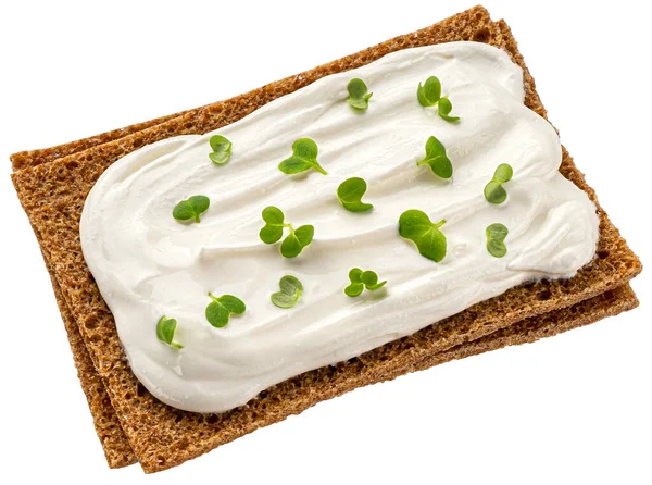 Pão de centeio isolado no fundo branco, vista superior — Fotografia de Stock