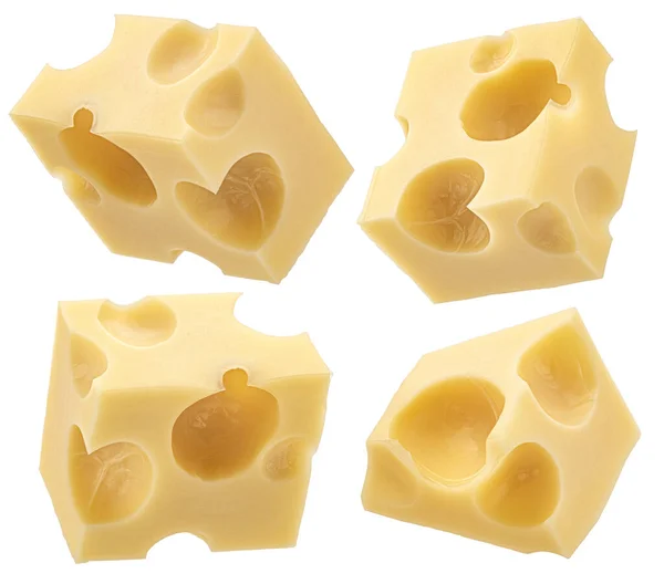 Zwitserse kaasblokjes geïsoleerd op witte achtergrond — Stockfoto