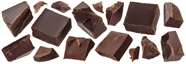 Chocolate pieces isolated on white background — Stock Photo, Image