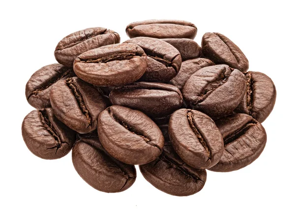 볶은 커피 원두는 흰 배경에서 분리 된다 — 스톡 사진