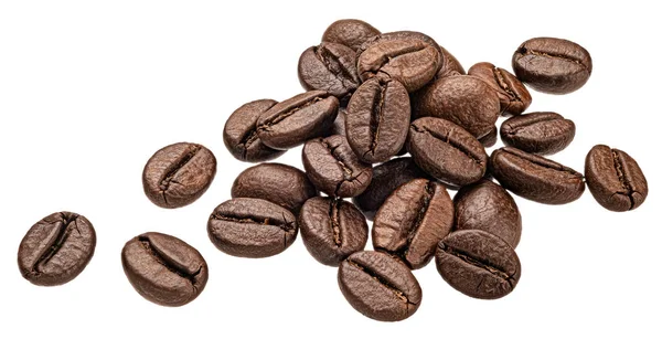 Geröstete Kaffeebohnen isoliert auf weißem Hintergrund — Stockfoto