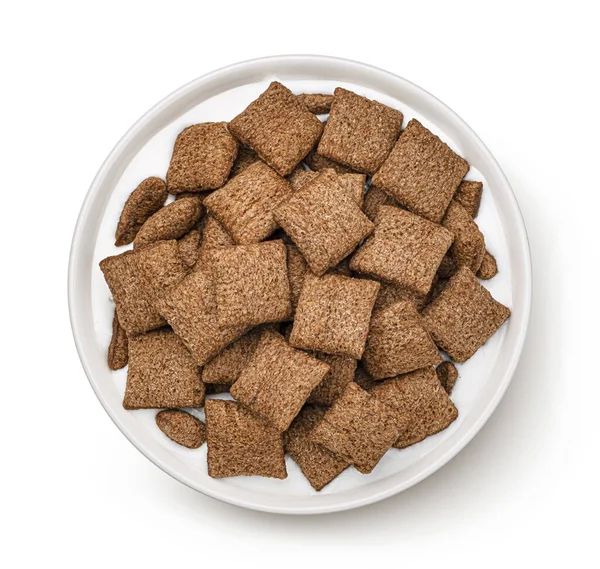 Beyaz arka planda izole edilmiş çikolatalı mısır pedleri, üst manzara, tam derinlik