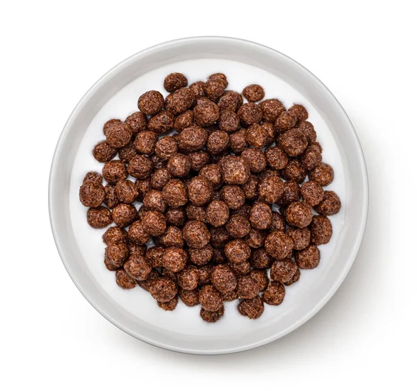 Chocolate Corn Balls Milk Isolated White Background Top View — Stock Photo, Image