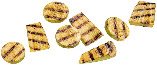 Grillade Zucchini Skivor Isolerade Vit Bakgrund Med Klippning Väg — Stockfoto
