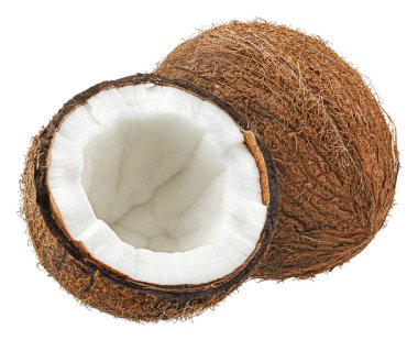 Hindistan cevizi kırpma yolu ile beyaz arkaplanda izole edildi, tam alan derinliği